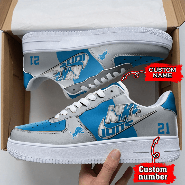 NFL Detroit Lions Custom Name Number Air Force 1 Sneaker