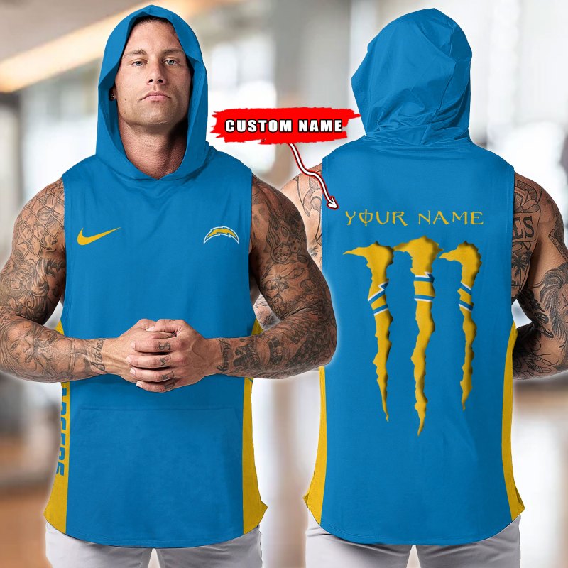Los Angeles Chargers Workout Hooded Tank Top Detail View