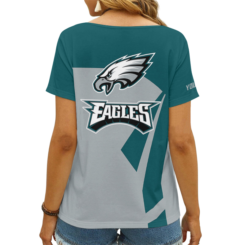 Philadelphia Eagles V-neck T-shirt Back View