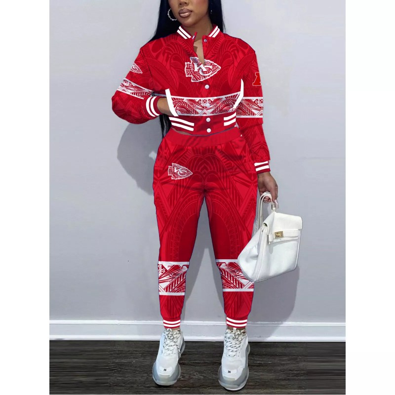 Kansas City Chiefs Women's Varsity Jacket & Crop Top Tracksuit