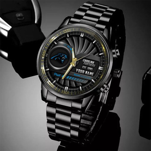 Carolina Panthers Black Fashion Watch 3