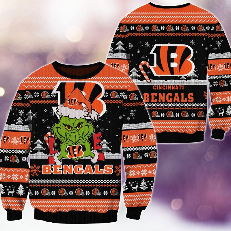 Cincinnati Bengals Ugly Christmas Sweater Front View
