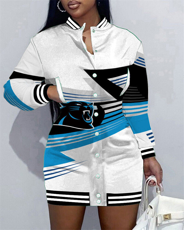 Carolina Panthers Women Button Down Jacket Dress