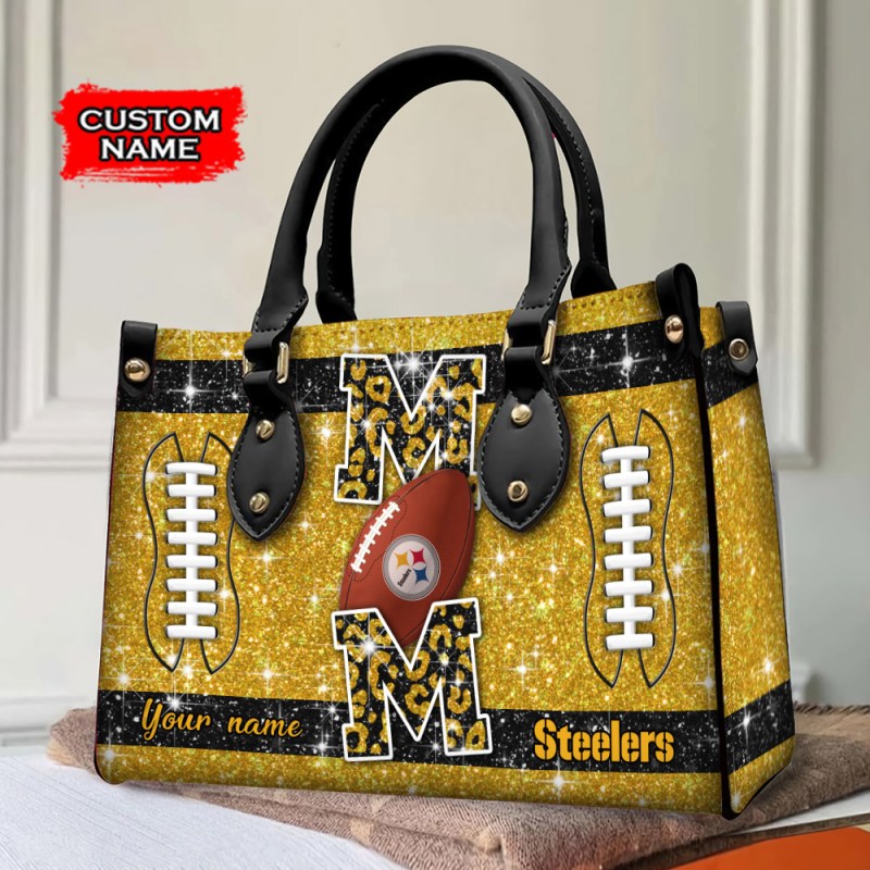 Pittsburgh Steelers Personalized Leather Hand Bag BBLTHB594 5 Premium Leather Pittsburgh Steelers Bag