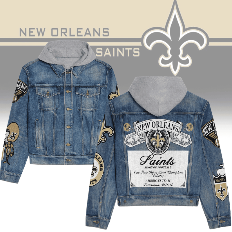 New Orleans Saints Hooded Denim Jacket