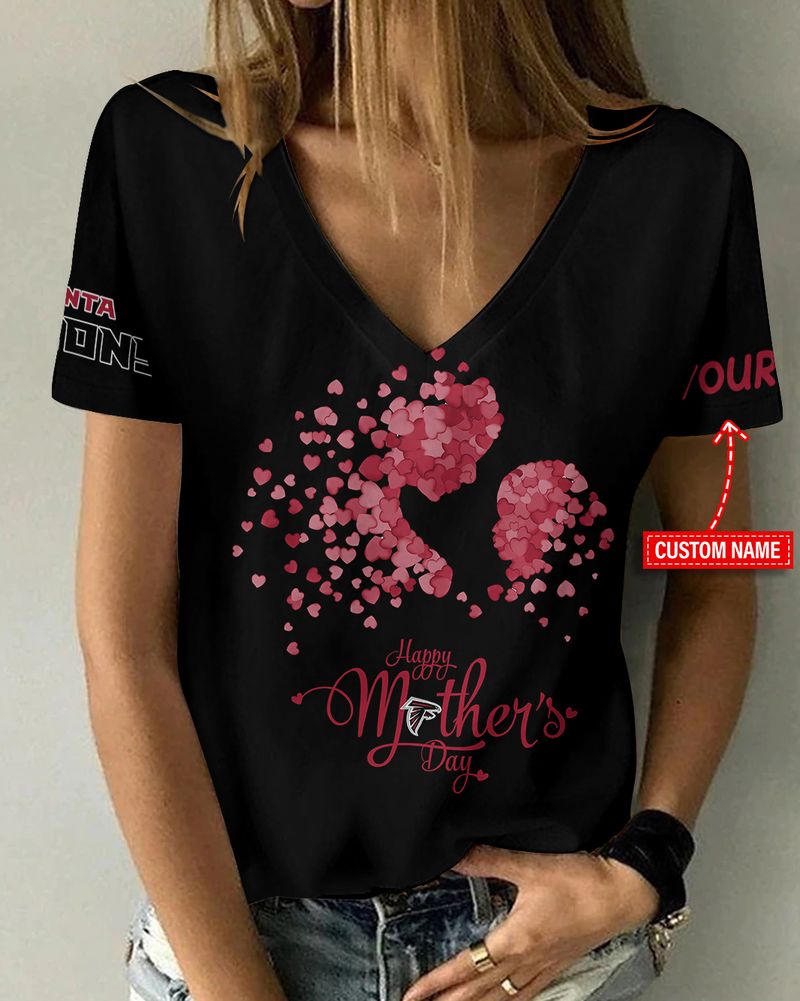 Atlanta Falcons Happy Mother's Day Summer Women V Neck T-Shirt AGCWTS681 3 Atlanta Falcons Women's V-Neck T-Shirt Image 1