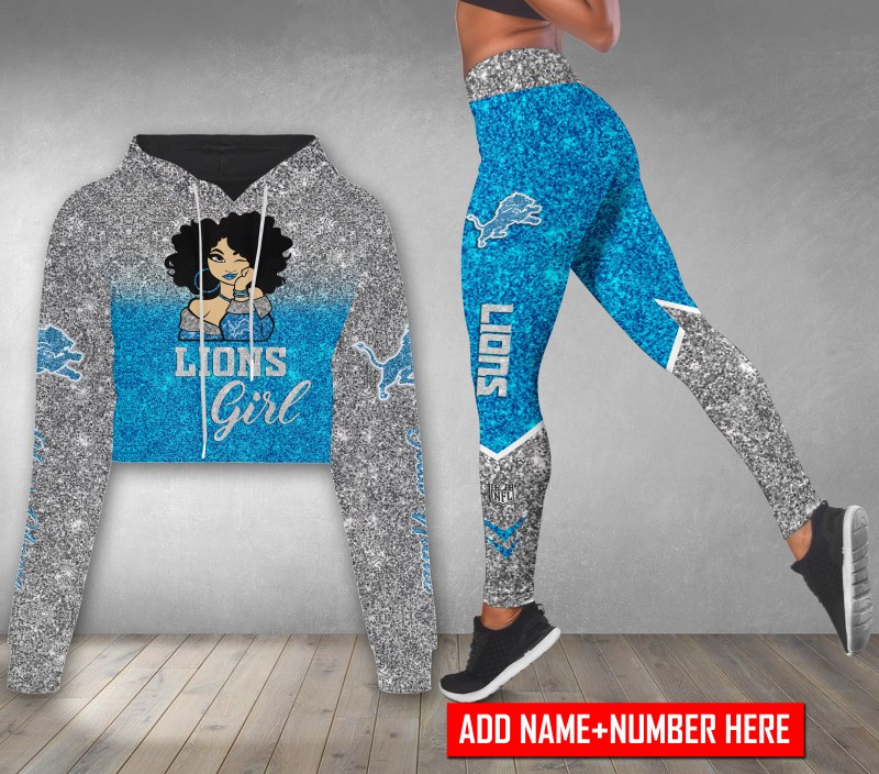 Detroit Lions Croptop Hoodie and Leggings Combo