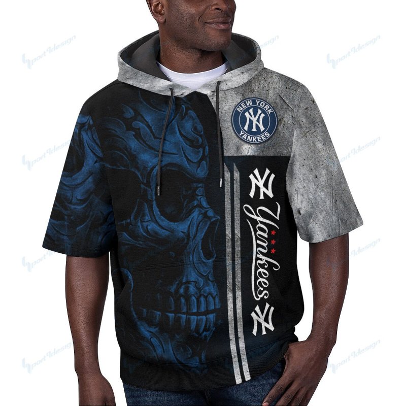 New York Yankees Short Sleeve Hoodie Front