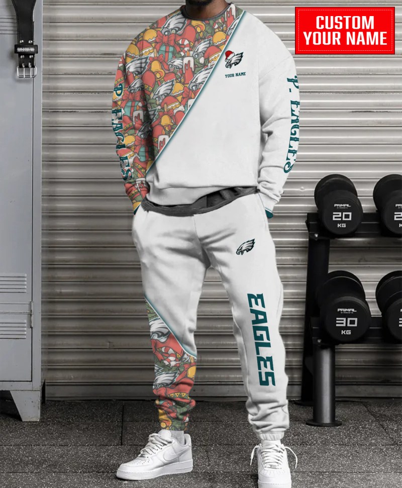 Philadelphia Eagles Christmas Pattern Unisex Combo Sweatshirt And Sweatpants