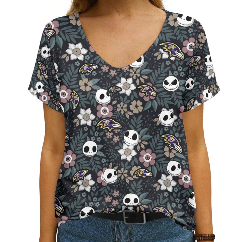 Baltimore Ravens Summer V-neck Women's T-shirt