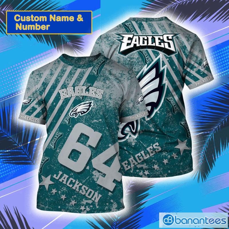 Philadelphia Eagles NFL Custom Name And Number All Over Print 3D T-Shirt