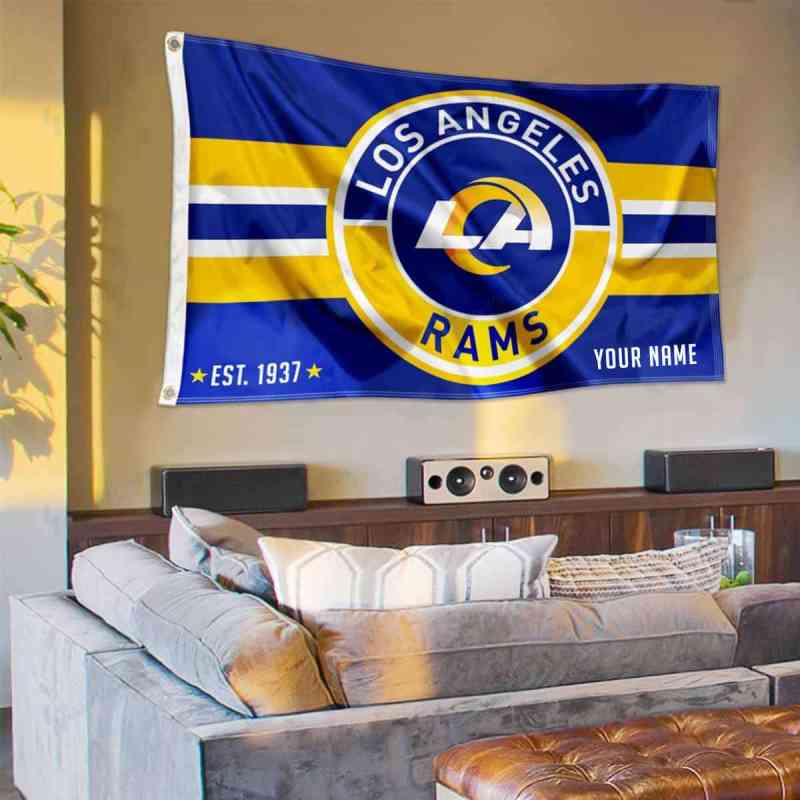 Detailed View of Los Angeles Rams Personalized Flag