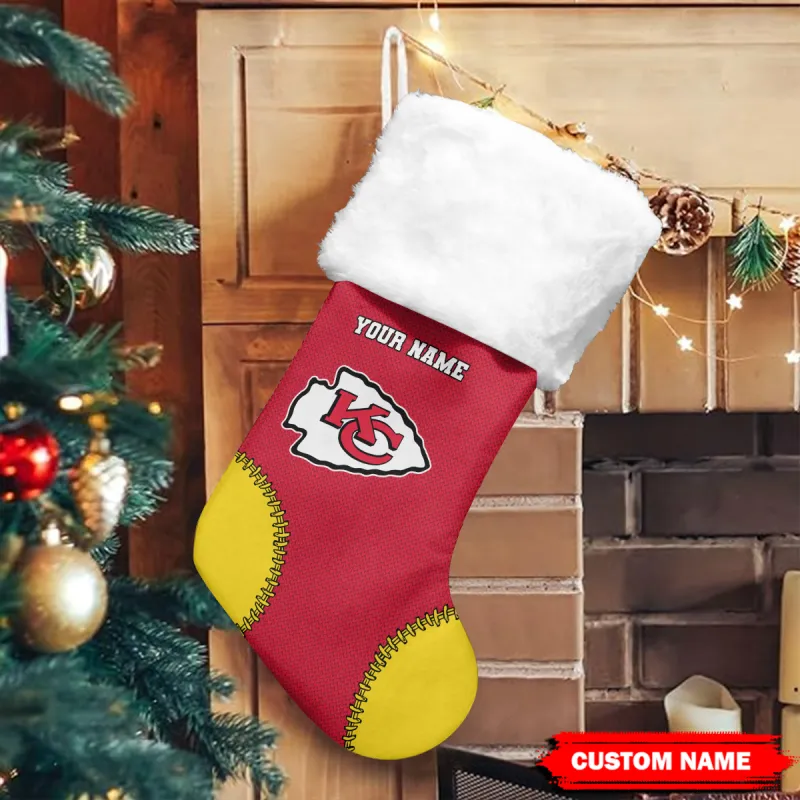 Kansas City Chiefs Personalized Christmas Sock Mockup 1