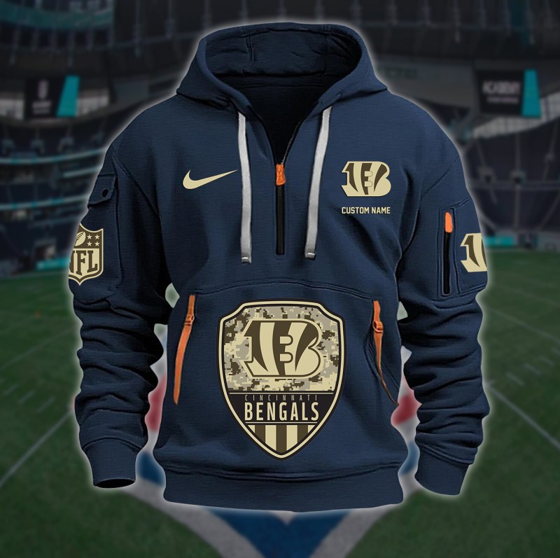 Cincinnati Bengals Quarter Zip Hoodie Back View