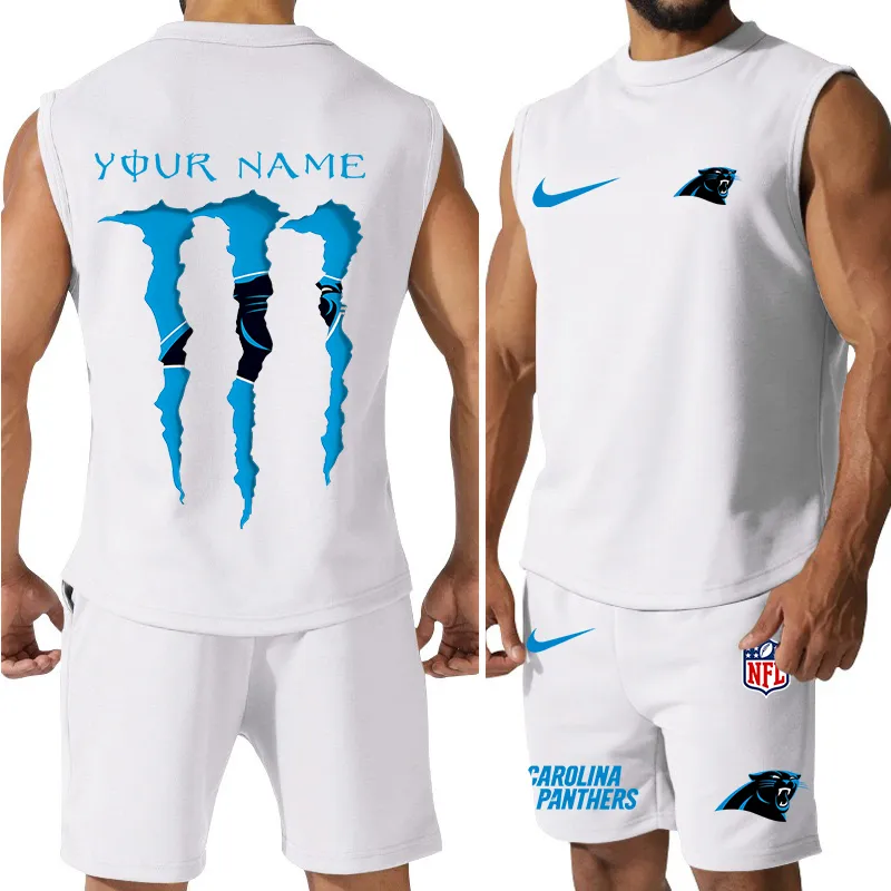 Carolina Panthers Colorful Combo Men Jersey Tank Top and Shorts 8
