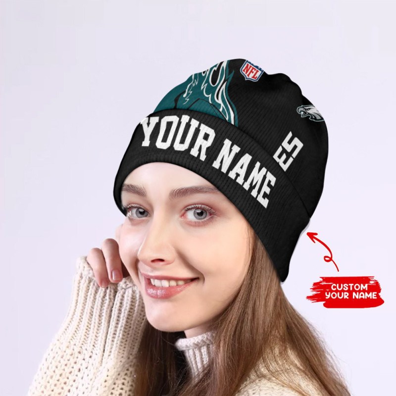 Philadelphia Eagles Personalized Wool Beanie Back View