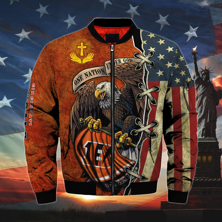 One Nation Under God Cincinnati Bengals Bomber Jacket