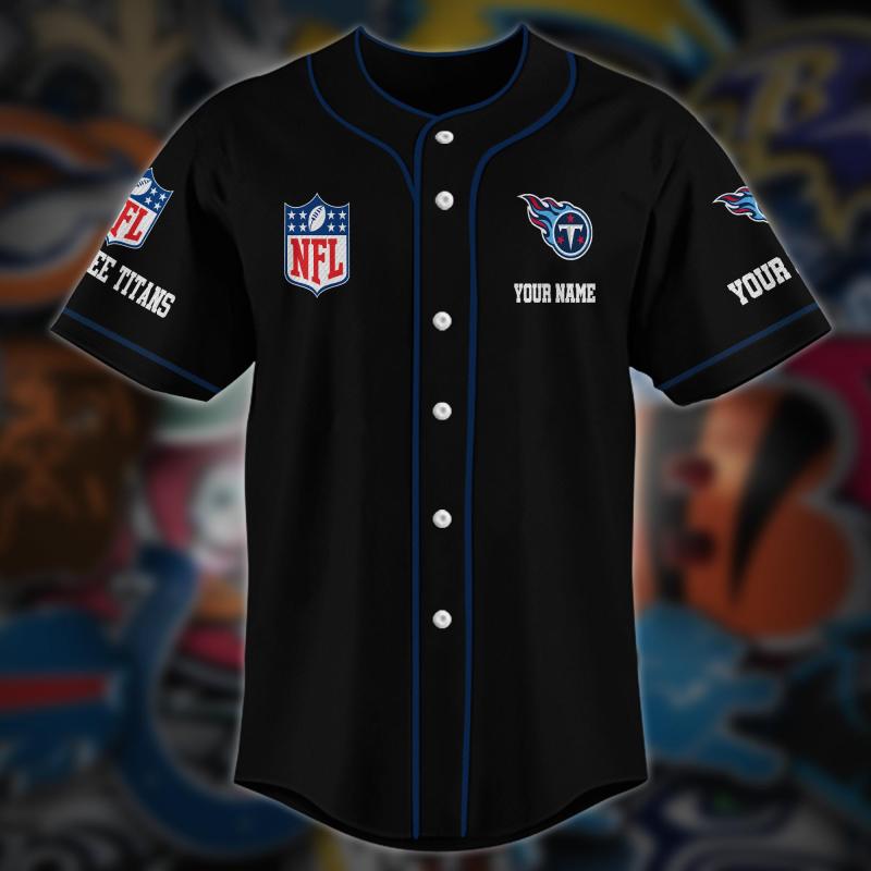 Tennessee Titans Custom Baseball Shirt Front