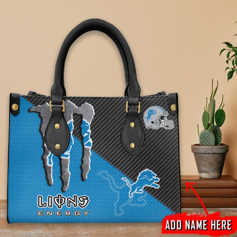 Detroit Lions Personalized Leather Hand Bag Image 2
