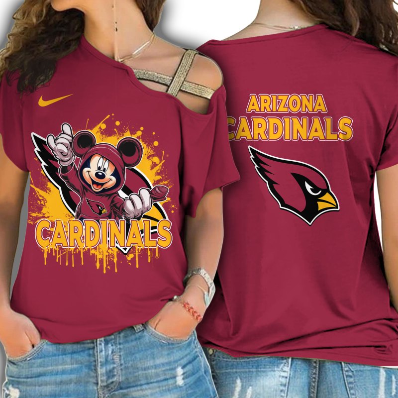 Arizona Cardinals Women's One Shoulder Shirt Detail