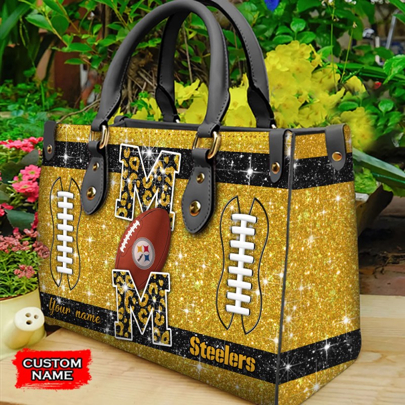 Pittsburgh Steelers Personalized Leather Hand Bag BBLTHB594 3 Pittsburgh Steelers Leather Hand Bag