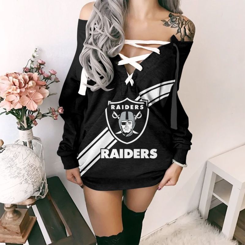 Las Vegas Raiders Lace-Up Sweatshirt Front View