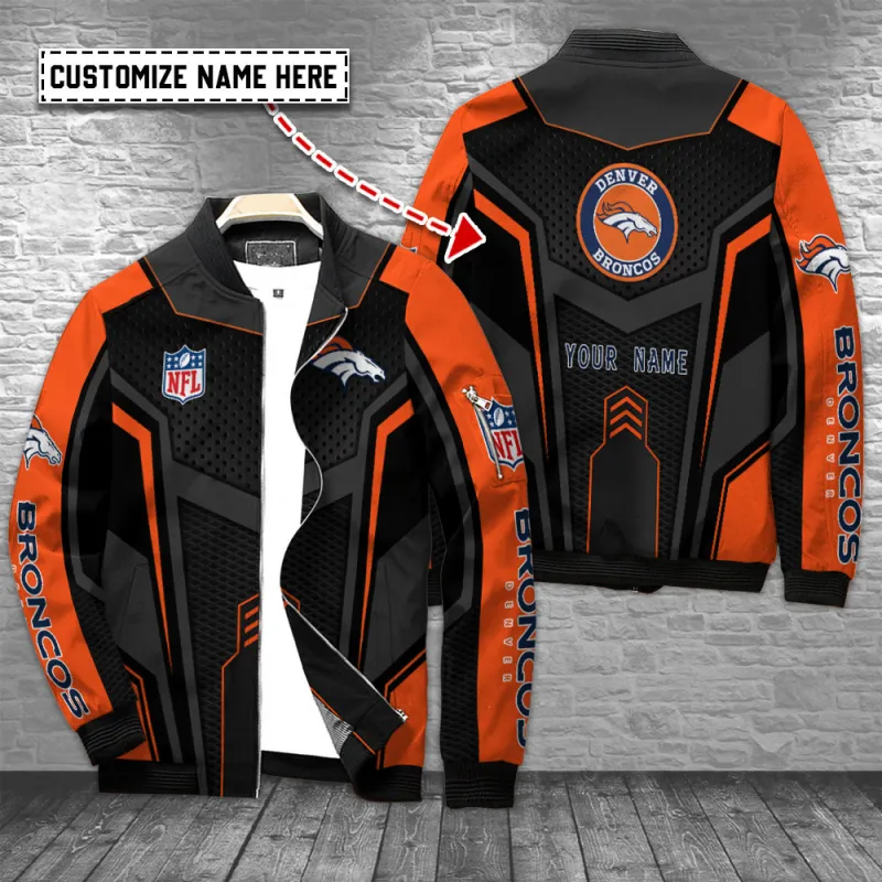 Denver Broncos Personalized Bomber Jacket Front View