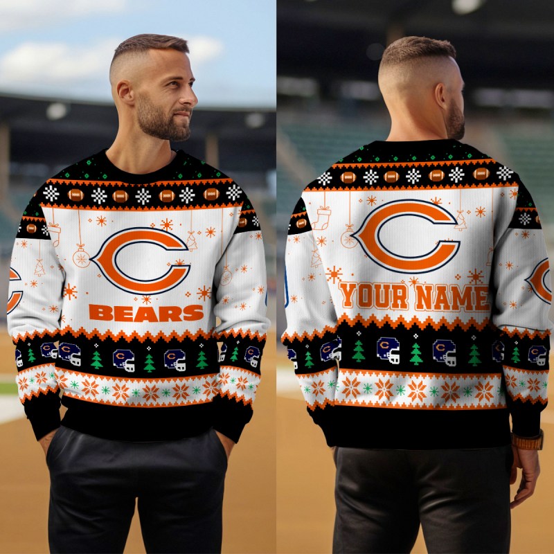 Chicago Bears Ugly Christmas Sweater Outdoor View 3