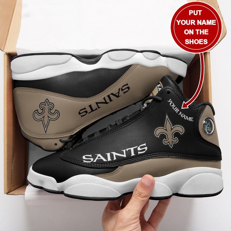 New Orleans Saints Personalized Air JD13 Sneakers Side View
