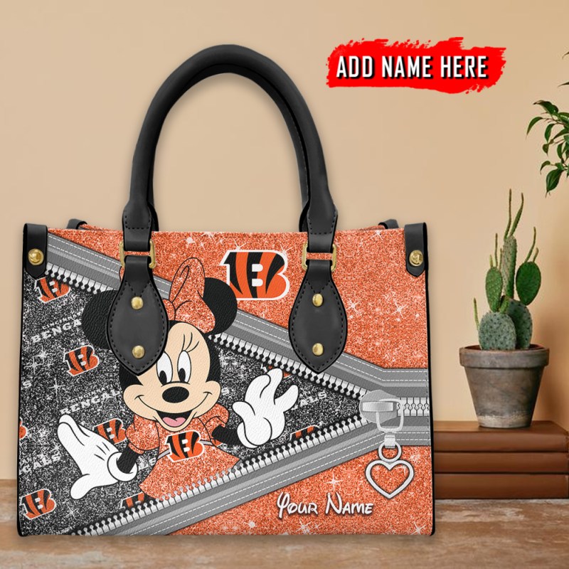 Cincinnati Bengals Personalized Leather Hand Bag