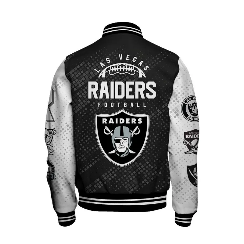 Las Vegas Raiders Varsity Jacket Back View