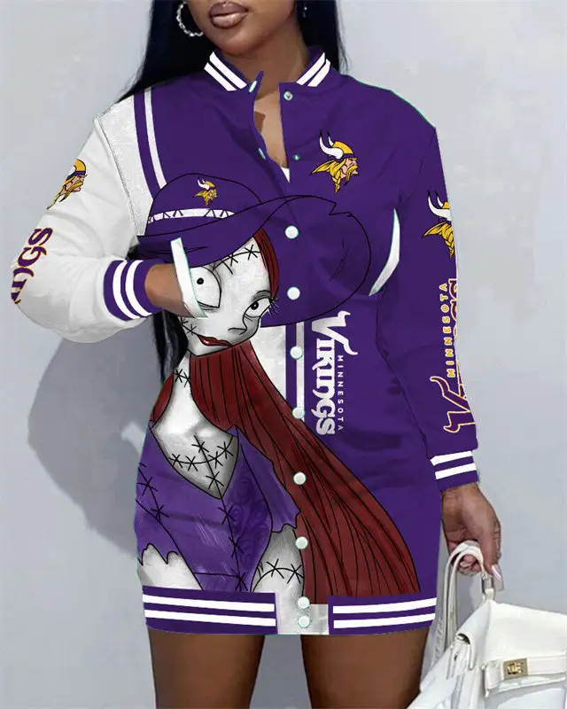 Minnesota Vikings Women's Button Down Jacket Dress