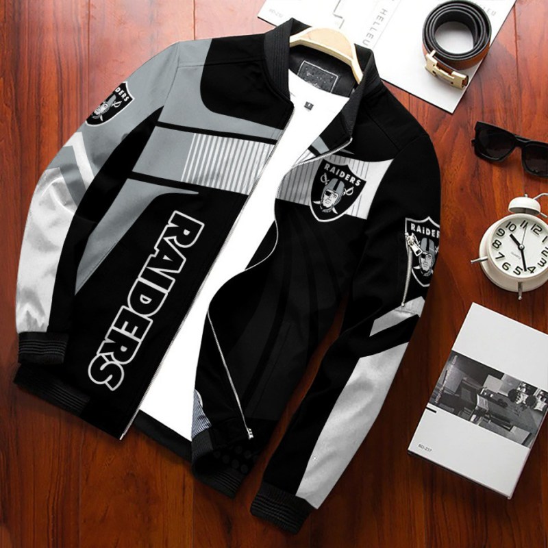 Las Vegas Raiders Bomber Jacket Front View