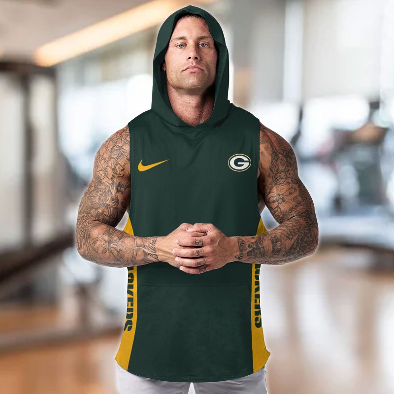 Front View of Green Bay Packers Hooded Tank Top