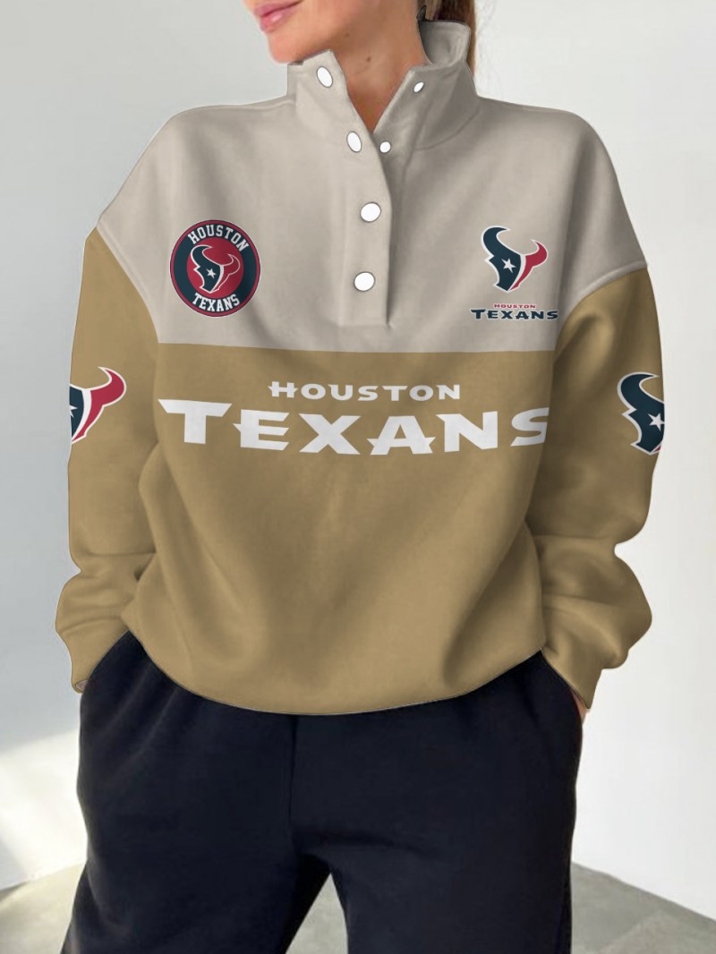 Houston Texans Casual Colorful Stand Collar Sweatshirt