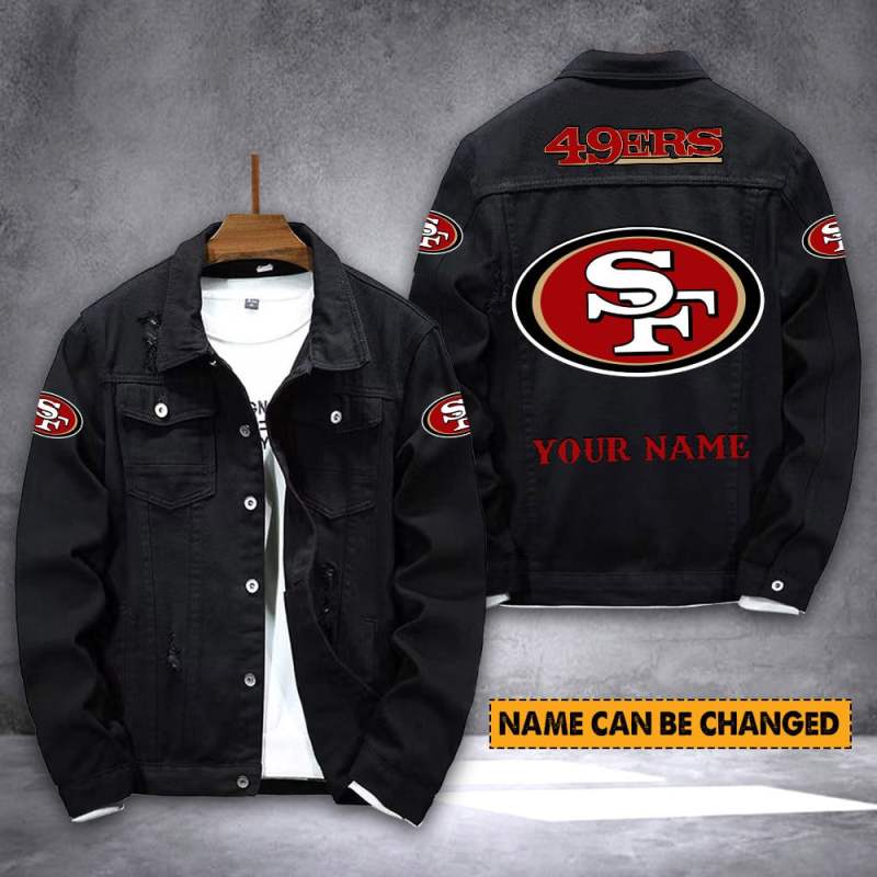 San Francisco 49ers Personalized Denim Jacket Back View