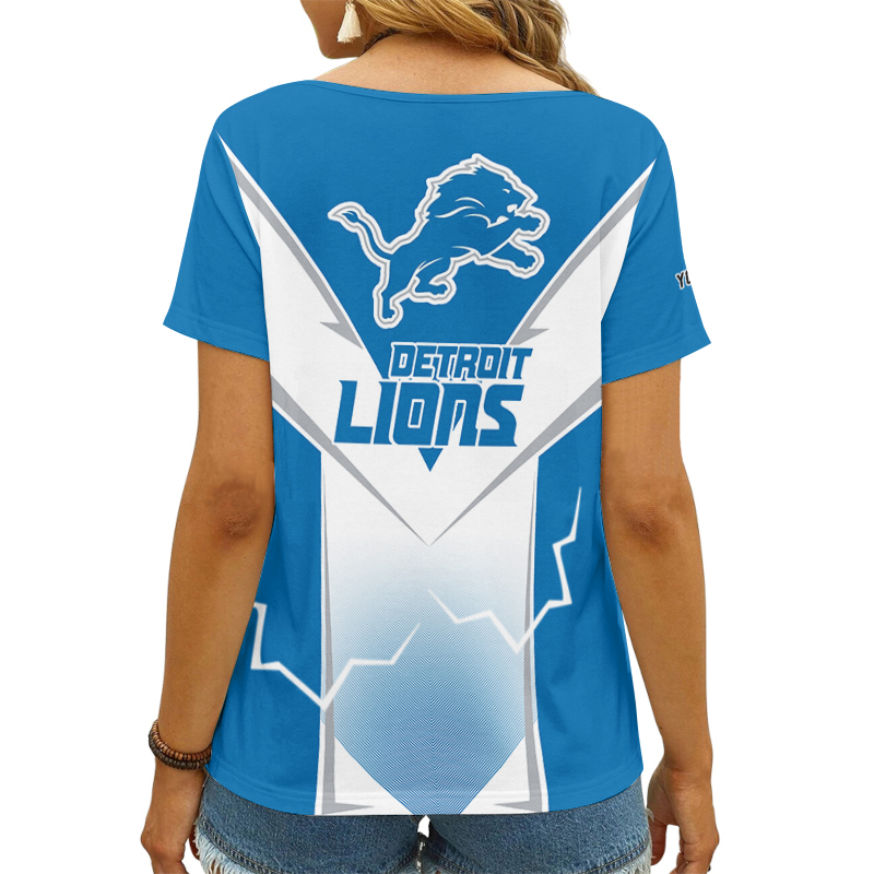 Detroit Lions Personalized V-neck Women T-shirt Image 3