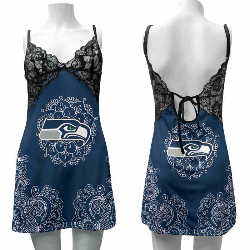 Seattle Seahawks Lace Back Slip Dress 231