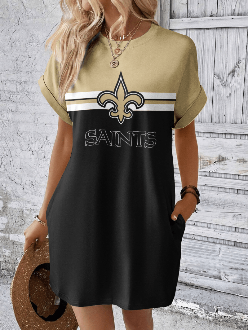 New Orleans Saints Women's Hidden Pocket Batwing Casual Dress