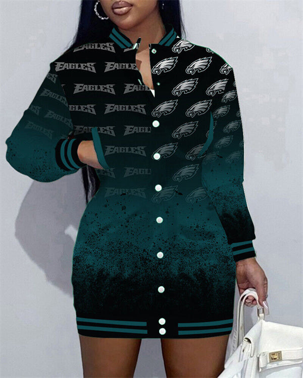 Philadelphia Eagles Women Button Down Jacket Dress