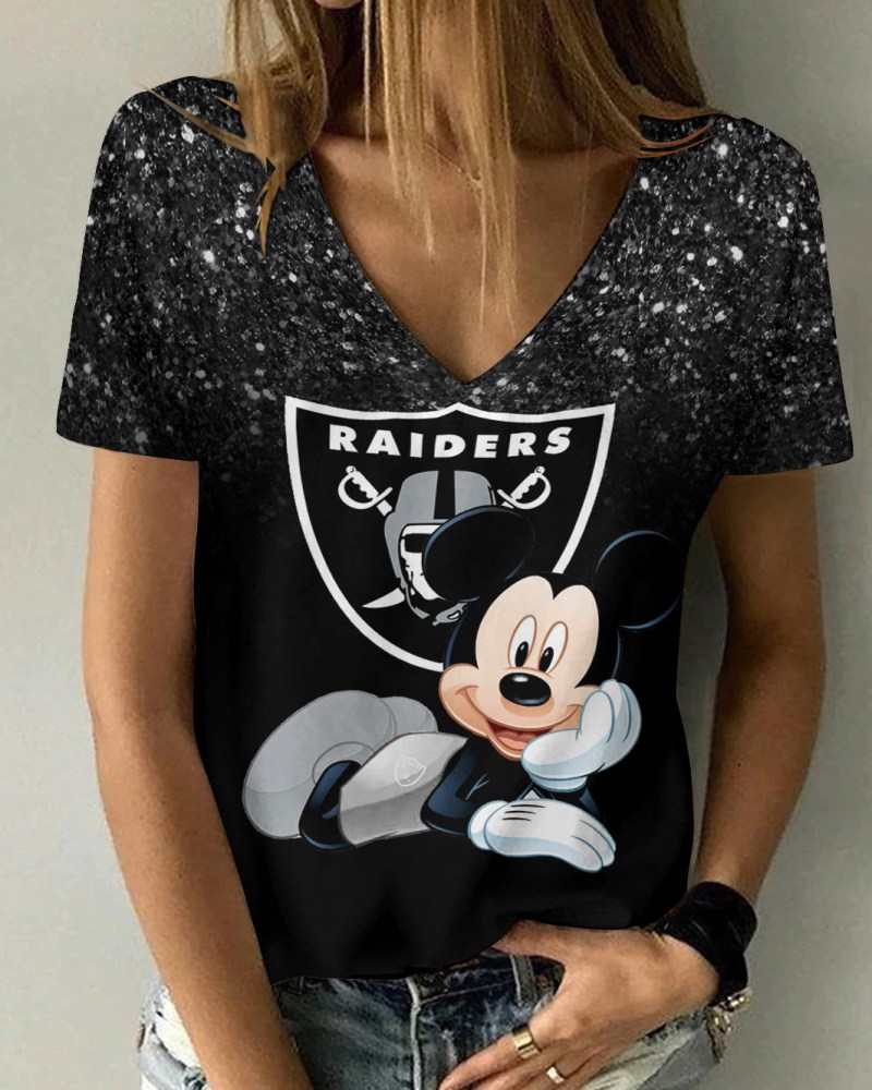 Las Vegas Raiders Summer V-neck Women T-shirt