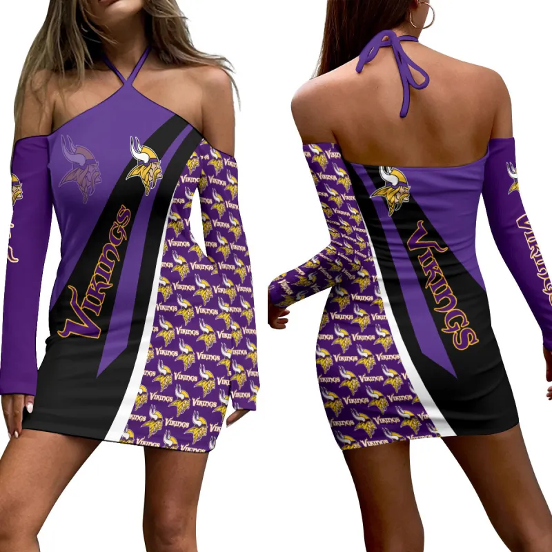 Minnesota Vikings Halter Lace-up Dress