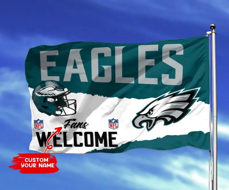 Philadelphia Eagles Personalized Flag Back View