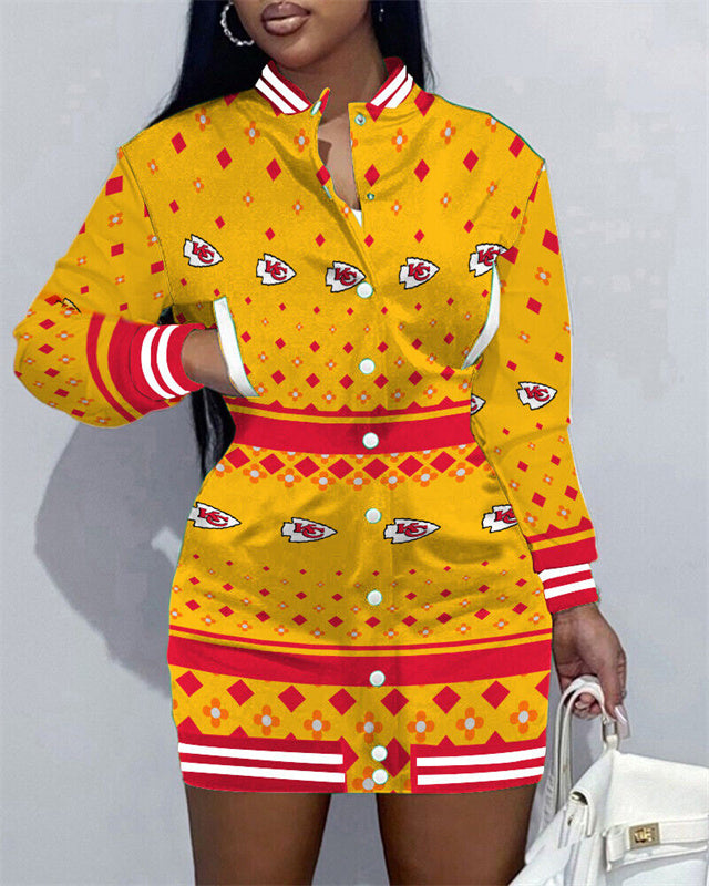 Kansas City Chiefs Women Button Down Jacket Dress