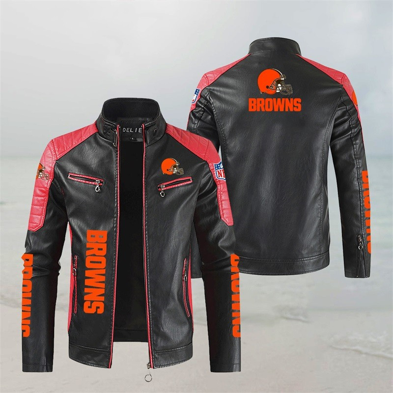 Cleveland Browns Stand Collar Leather Jacket