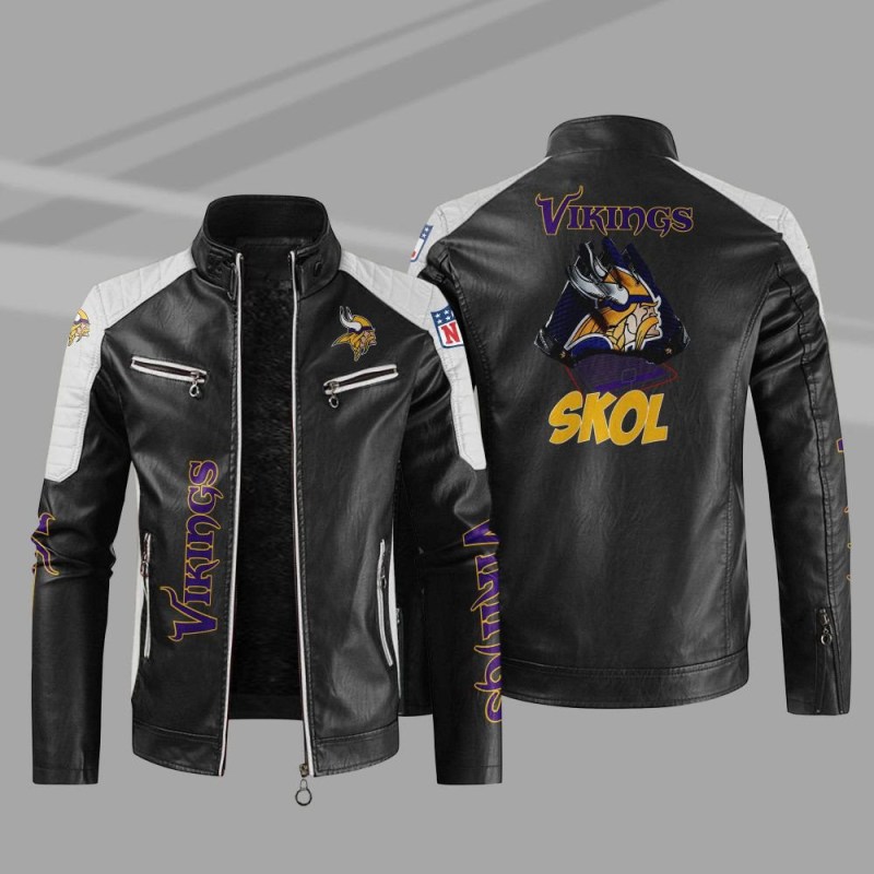 Minnesota Vikings Stand Collar Leather Jacket
