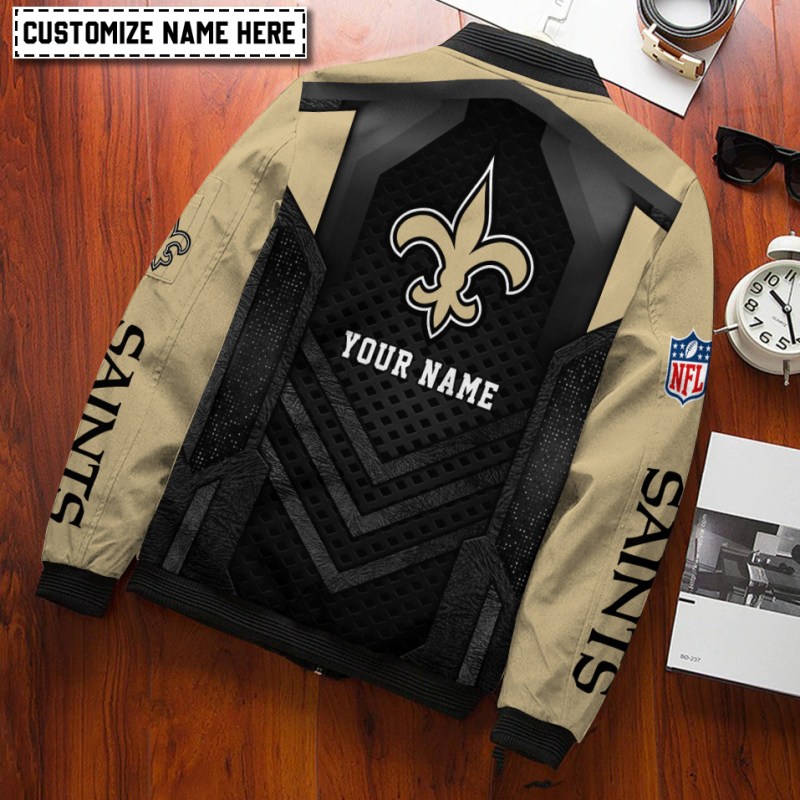 New Orleans Saints Personalized Bomber Jacket - Back View