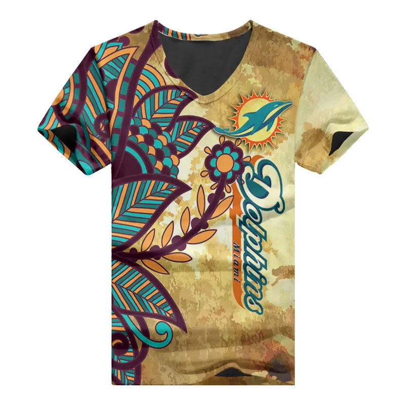 Miami Dolphins Summer V-neck Women T-shirt Lifestyle Image