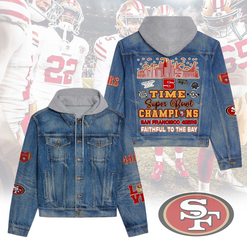 San Francisco 49ers Premium Hooded Denim Jacket