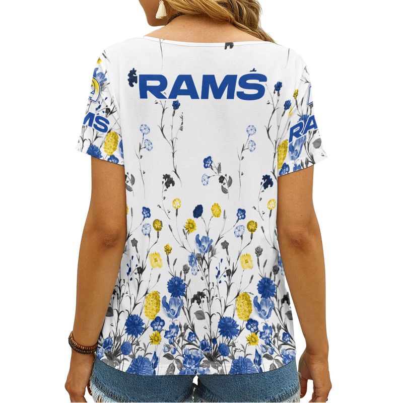 Los Angeles Rams Personalized V-neck Women T-shirt Image 2